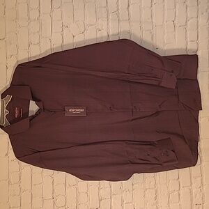 NEW Navy Red 2XL Henri Christian Long Sleeve  Shirt Gingham Button Front